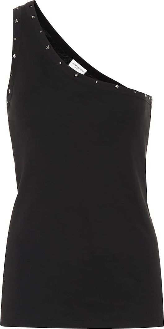 Saint Laurent Studded cotton-jersey top
