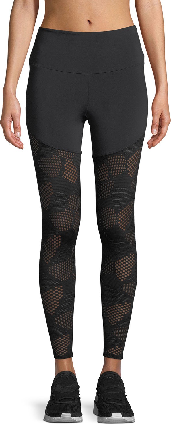 ONZIE Half/Half 2.0 Patterned Mesh Performance Leggings