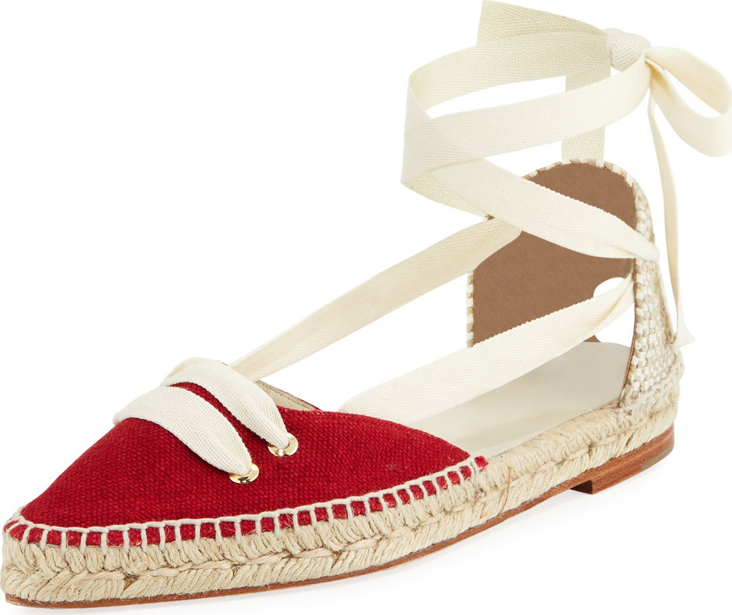 Castañer by Manolo Blahnik Flat Lace-Up Two-Tone Espadrille