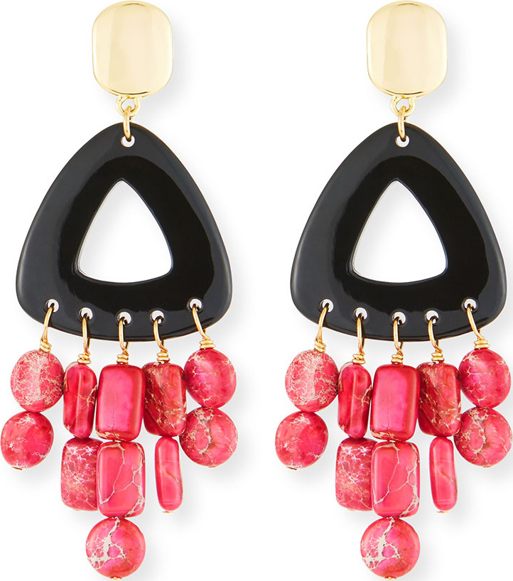 NEST Jewelry Black Horn Statement Dangle Earrings w/ Jasper