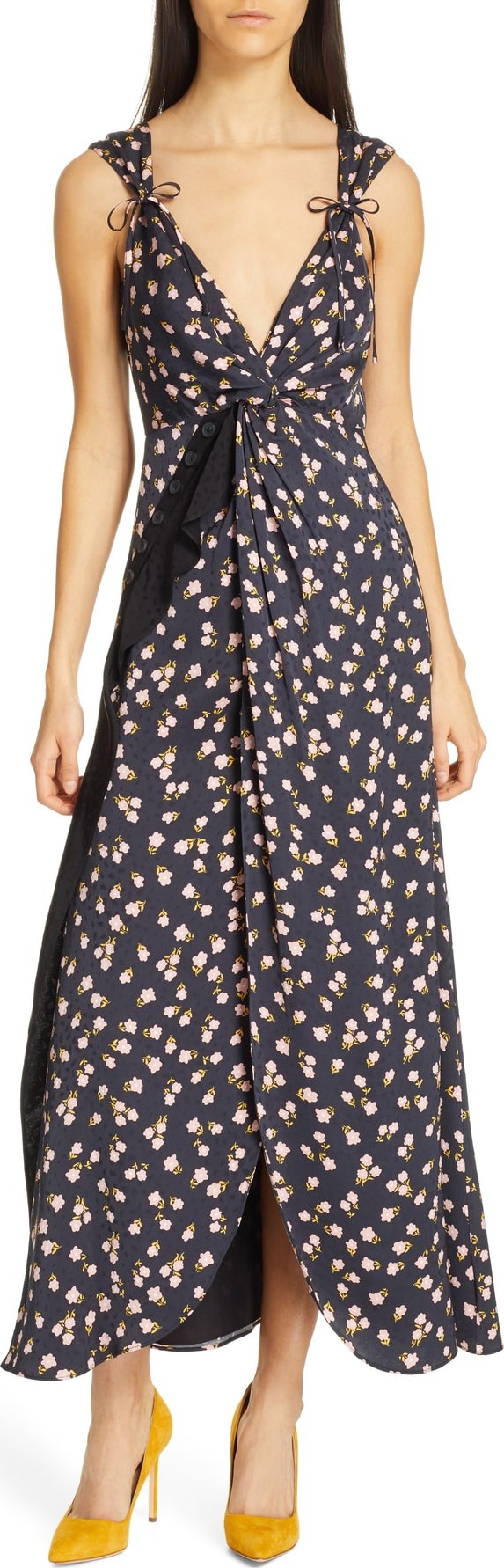 Self Portrait Twist Front Floral Print Dress