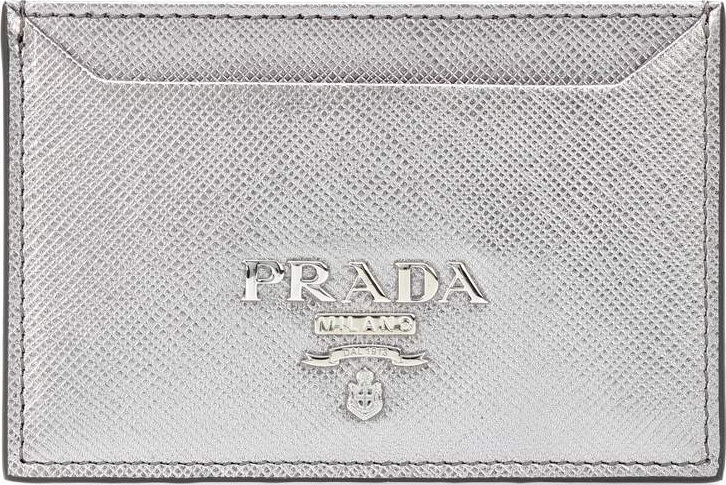 Prada Metallic leather card holder