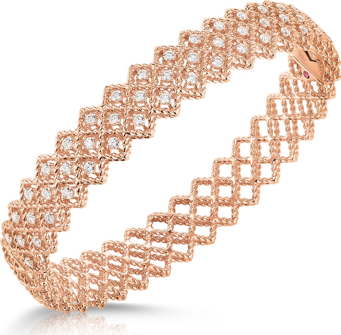 Roberto Coin Barocco Three-Row Diamond Bracelet in 18K Rose Gold