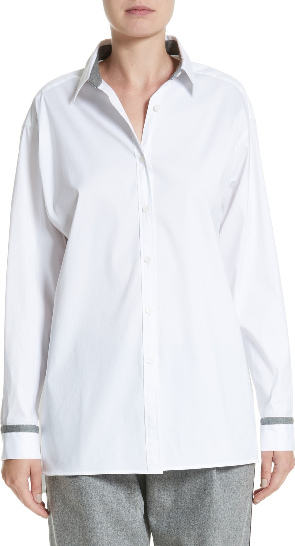 Lafayette 148 New York Jessie Crystal & Chain Trim Blouse