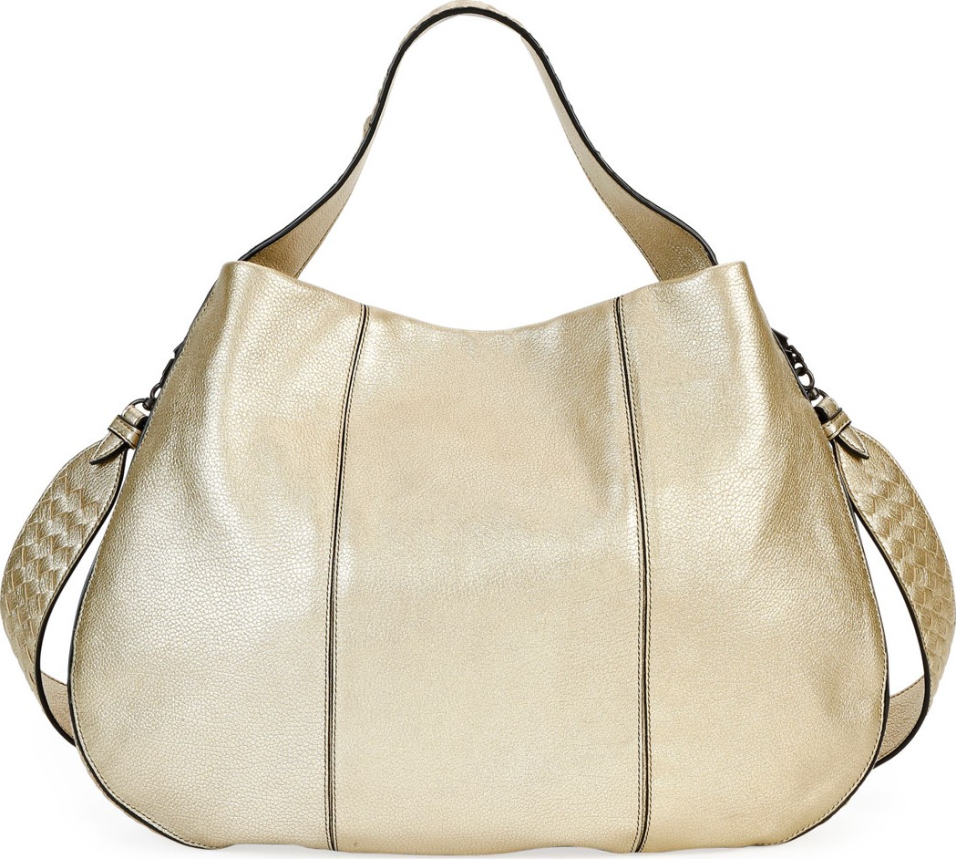 Bottega Veneta City Veneta Large Metallic Leather Hobo Bag