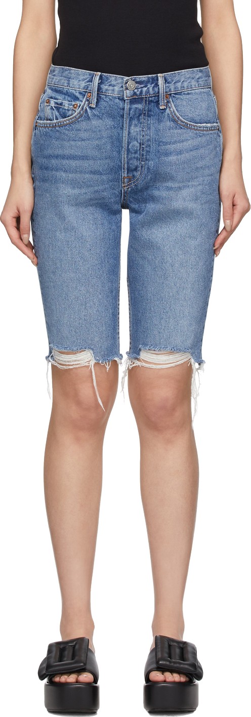 Grlfrnd Blue Denim Beverly Long Shorts