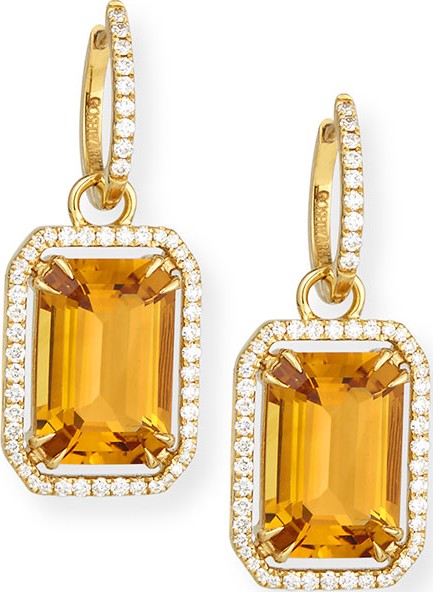 Goshwara Gossip 18K Gold Citrine Drop Earrings