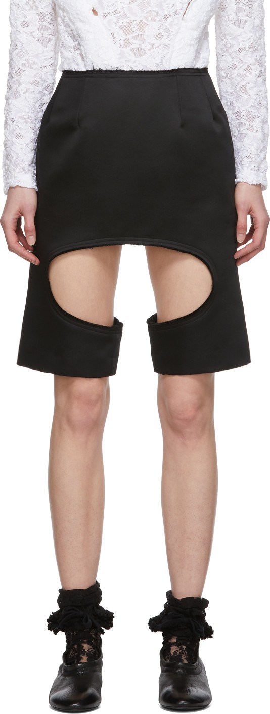 Comme Des Garcons Black Satin Miniskirt