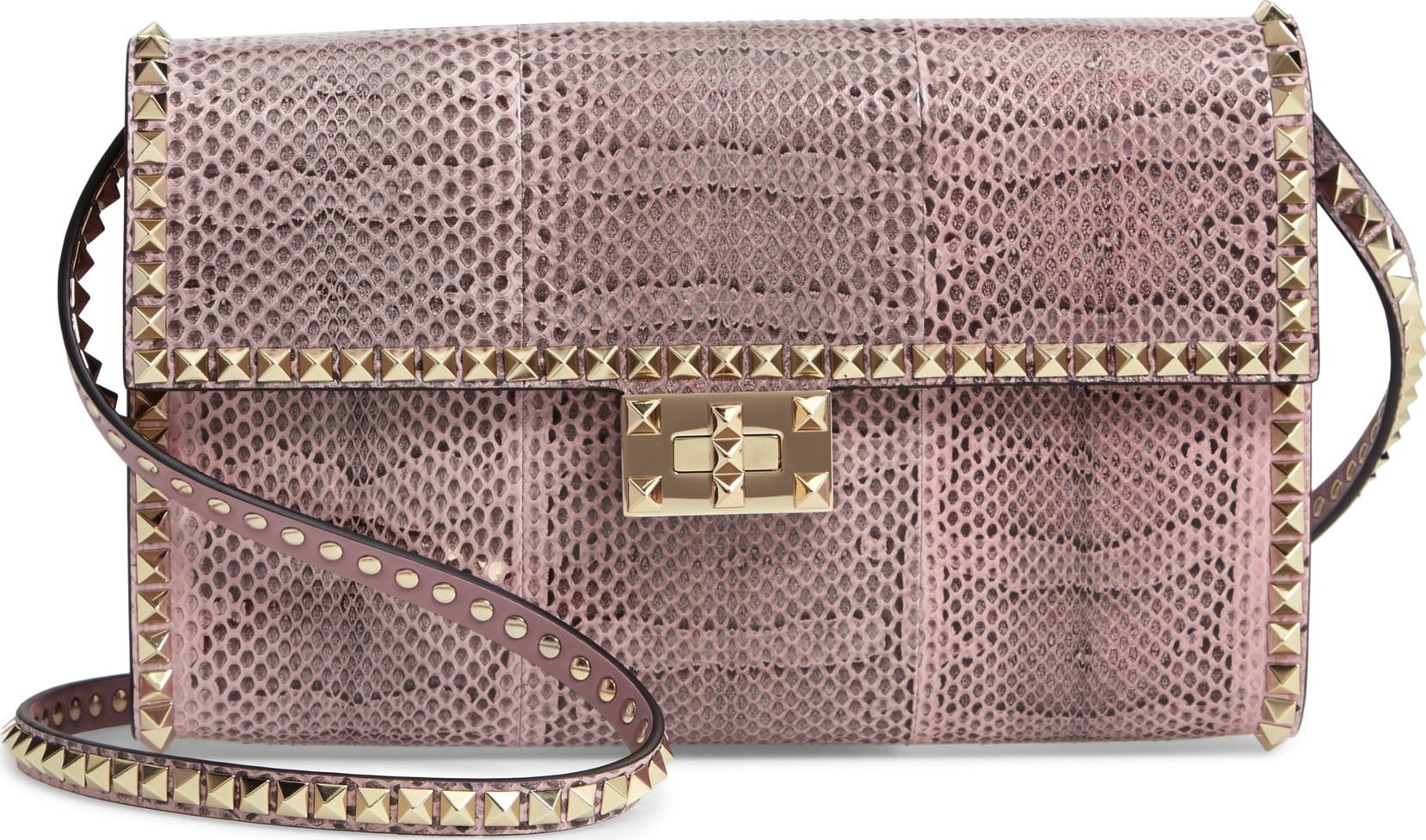 Valentino Ayers Rockstud Genuine Snakeskin & Leather Shoulder Bag