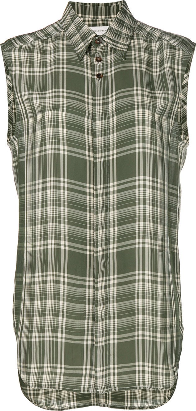 Wales Bonner plaid sleeveless shirt