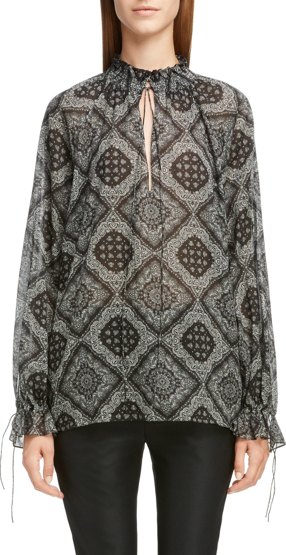 Saint Laurent Bandana Print Tie Detail Blouse