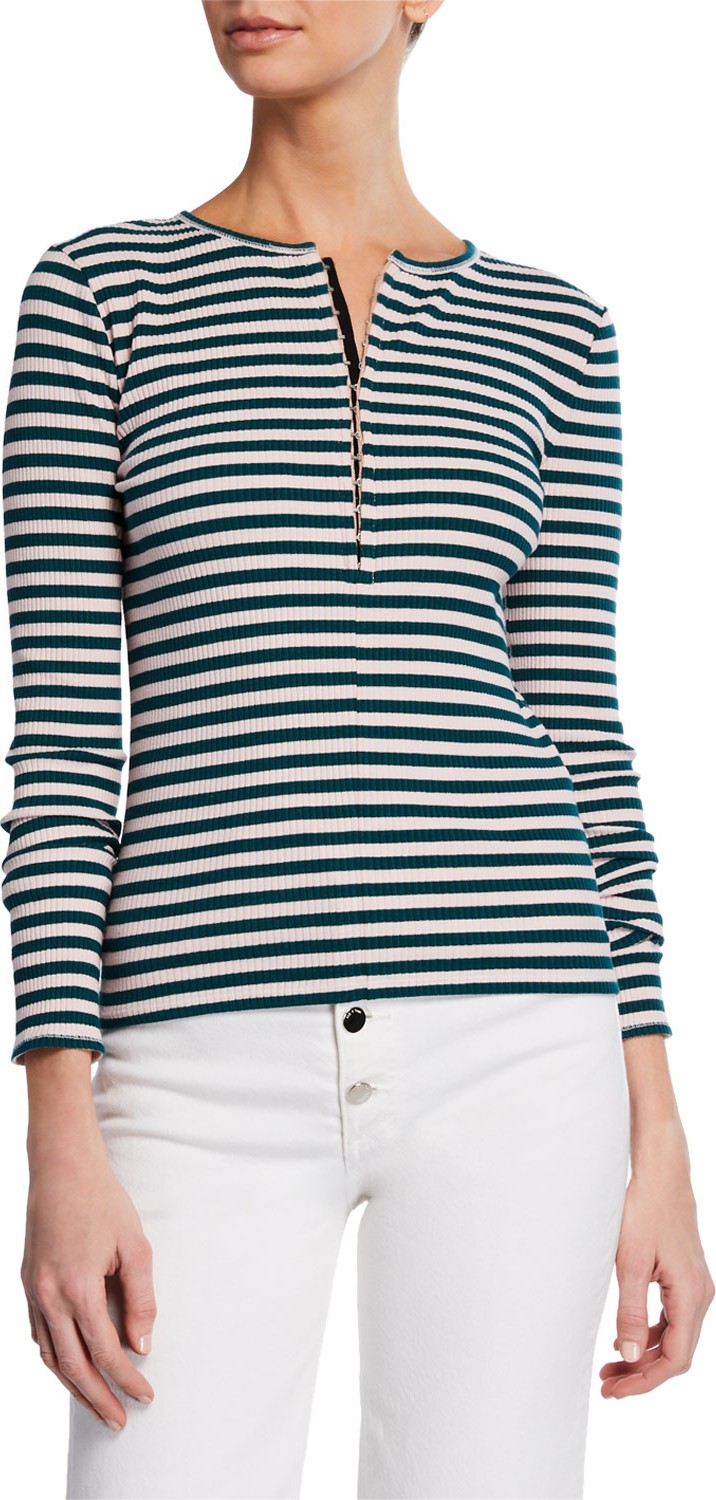 Rag & Bone Halifax Striped Henley Tee