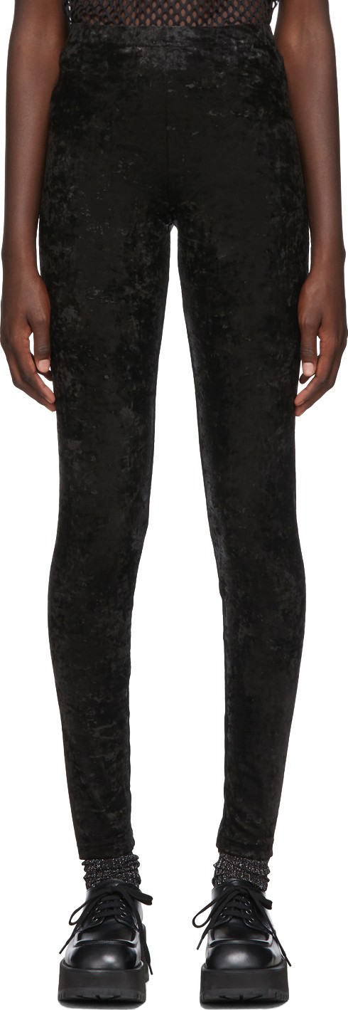 Comme Des Garçons Homme Plus Black Crushed Velour Leggings