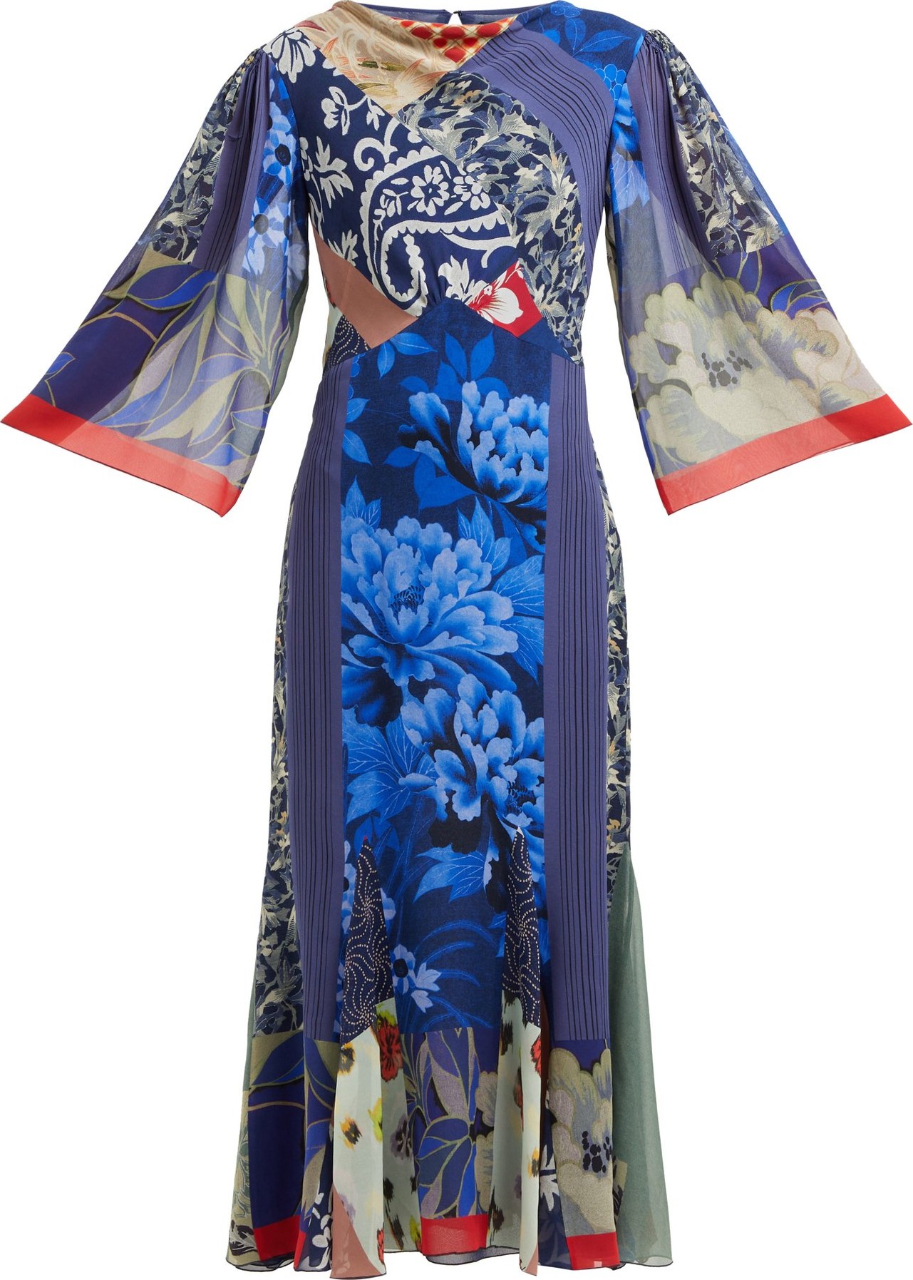 Etro Patchwork-print silk-chiffon dress