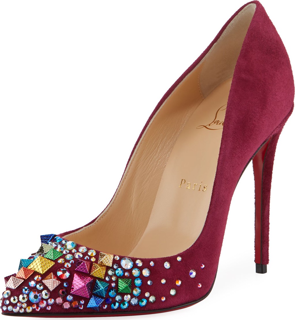 Christian Louboutin Keopomp Velours Embellished Red Sole Pump