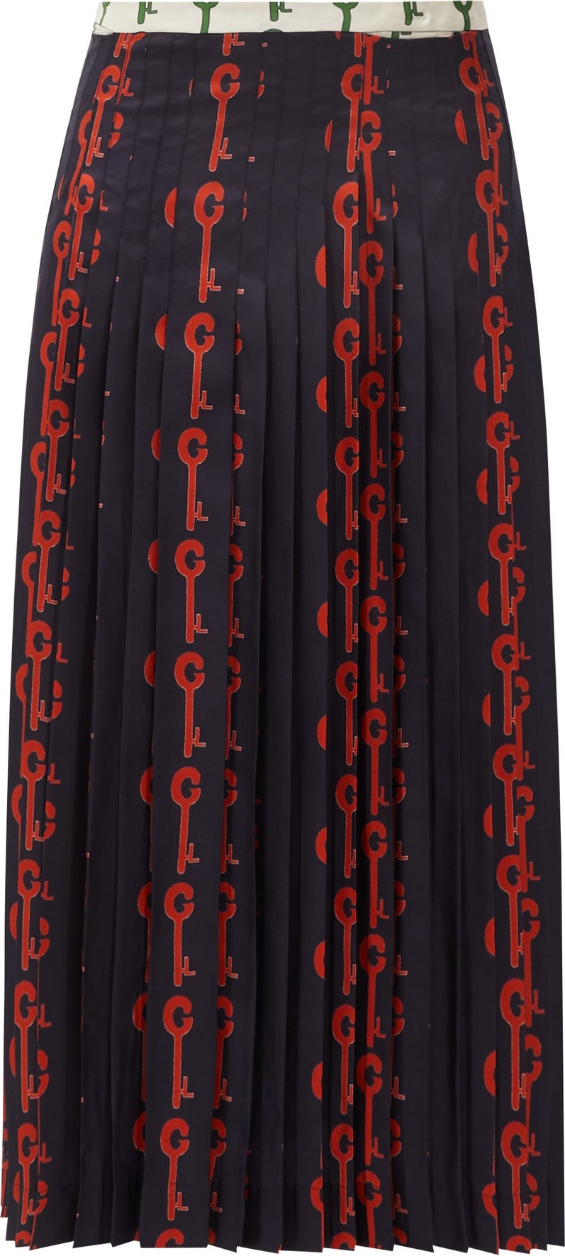 La Prestic Ouiston Gabrielle Good Luck-print pleated silk skirt