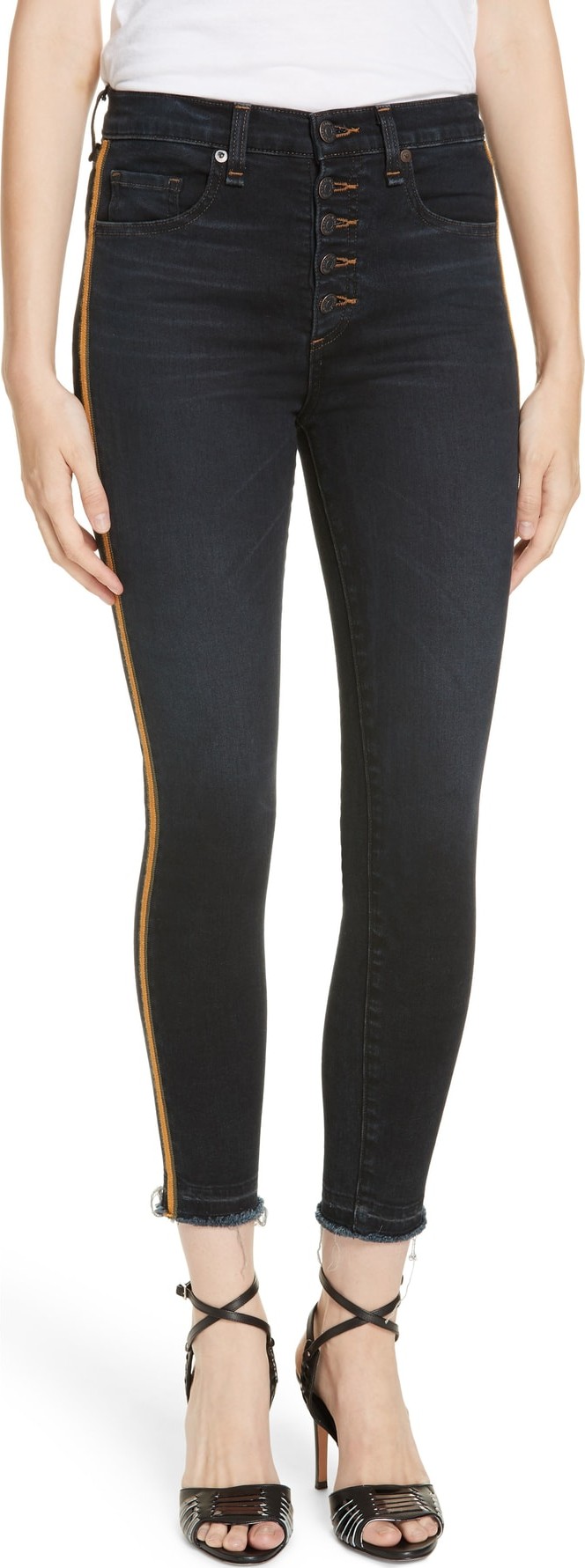 Veronica Beard Debbie Tuxedo Stripe Skinny Jeans
