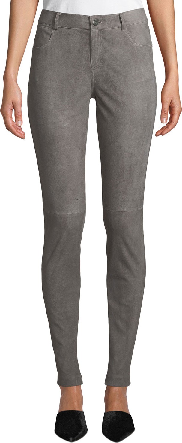 Lafayette 148 New York Mercer Skinny Suede & Ponte Pants