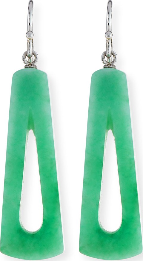 David C.A. Lin Green Jade Open Dangle Earrings