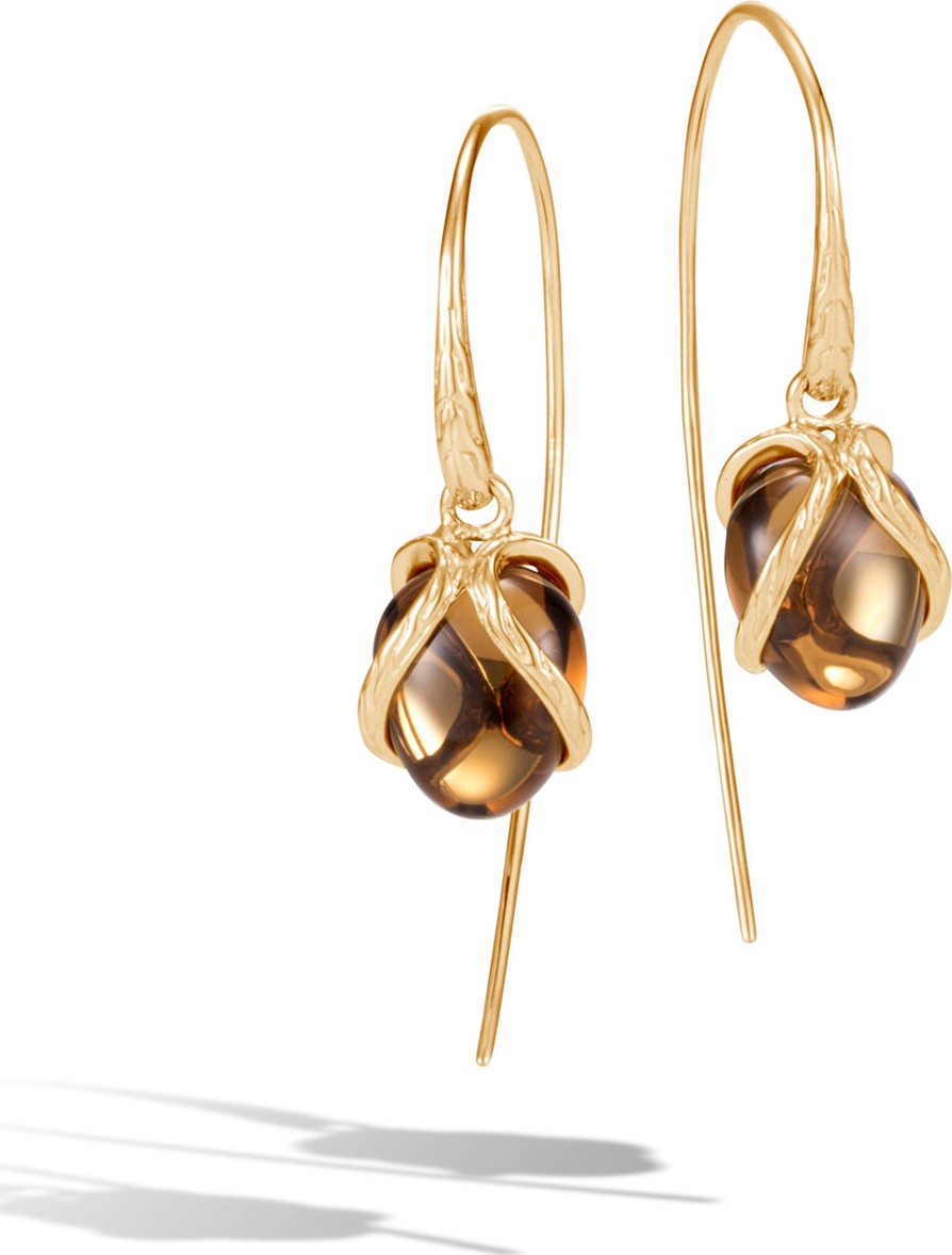 John Hardy 18k Classic Chain Quartz Drop Earrings