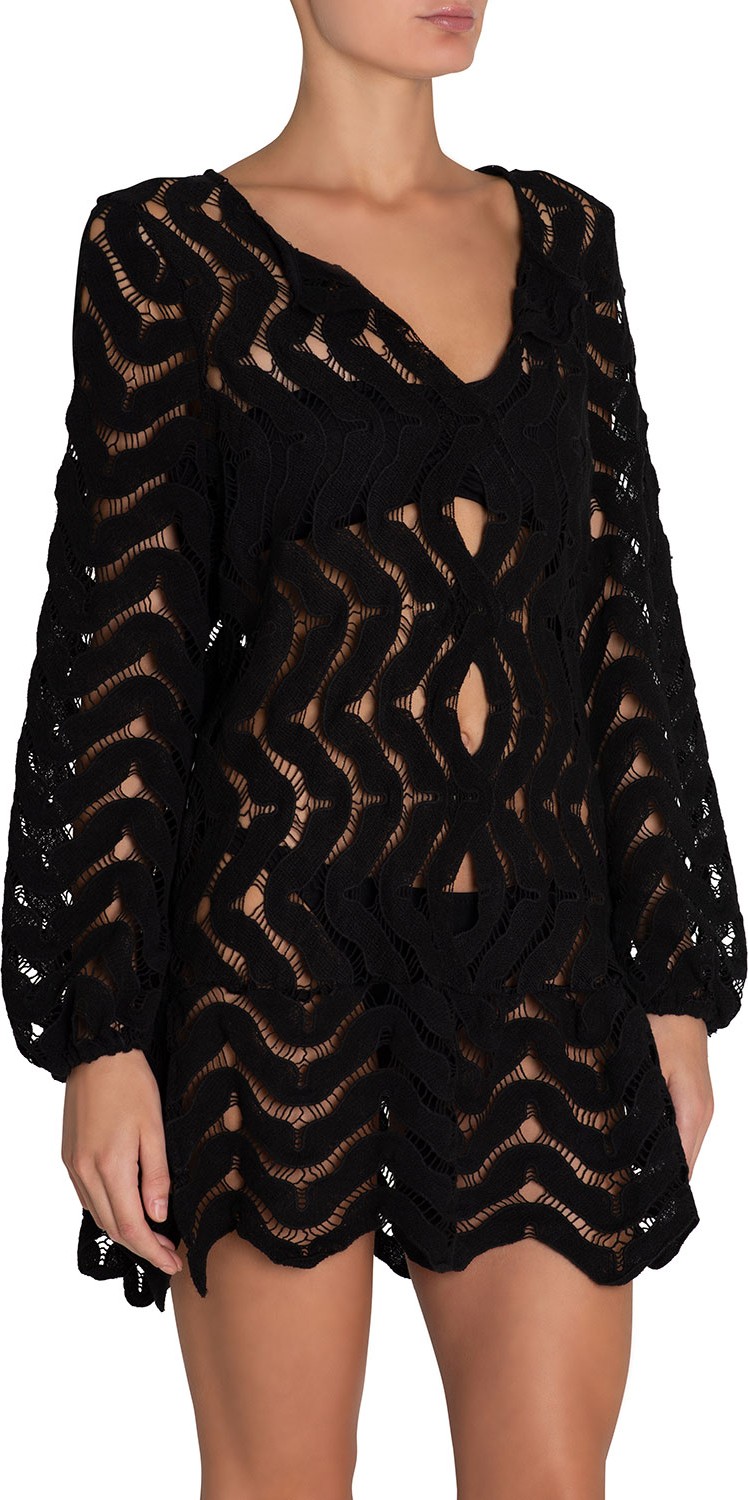 Eberjey Elba Lace Long-Sleeve Coverup Tunic