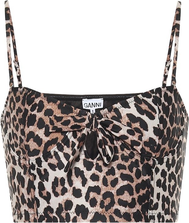 Ganni Leopard-print bikini top
