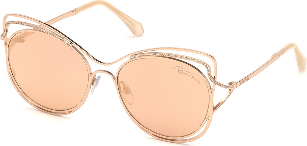 Roberto Cavalli Crystal-Trim Mirrored Cat-Eye Sunglasses