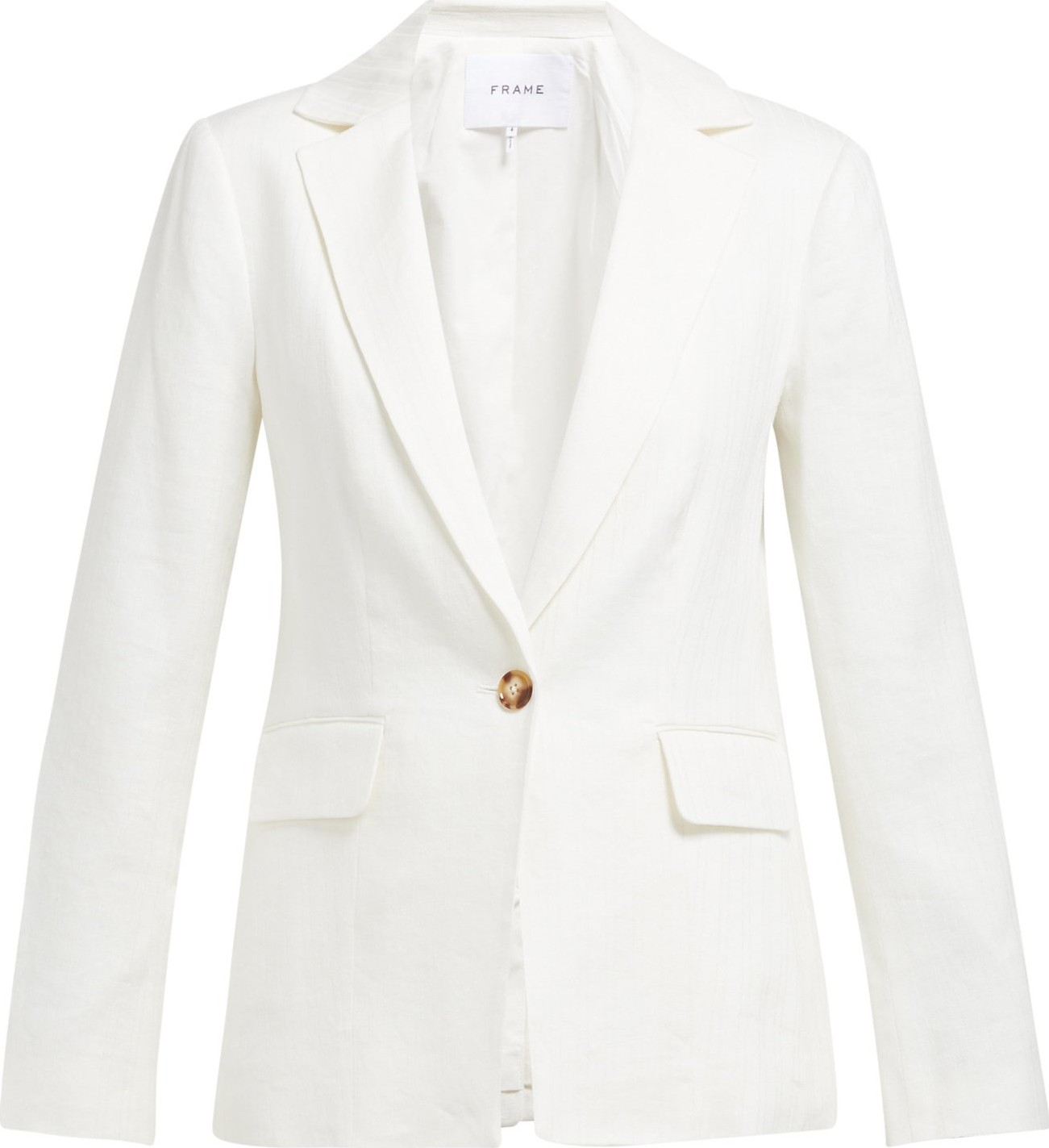 FRAME DENIM Striped single-breasted linen-blend blazer