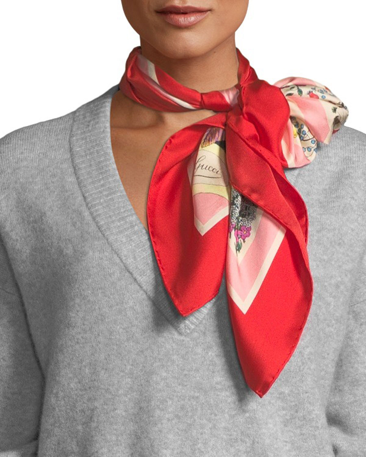 Gucci Floral-Print Silk Scarf