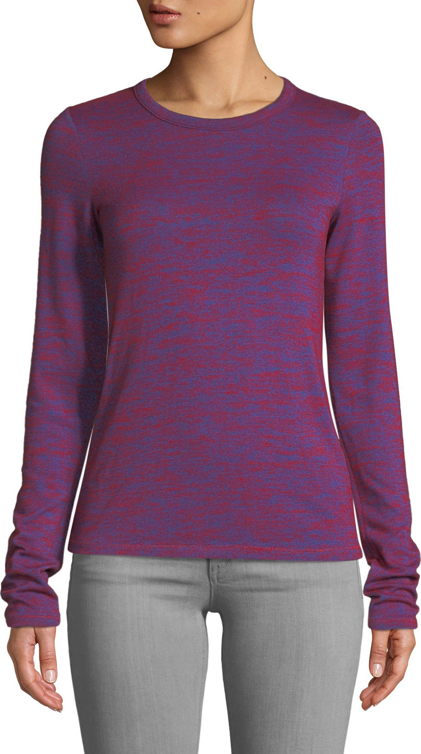 Rag & Bone Crewneck Long-Sleeve Slim Patterned Jersey Tee