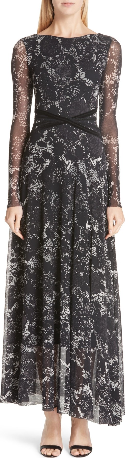 Fuzzi Crisscross Waist Floral Tulle Dress