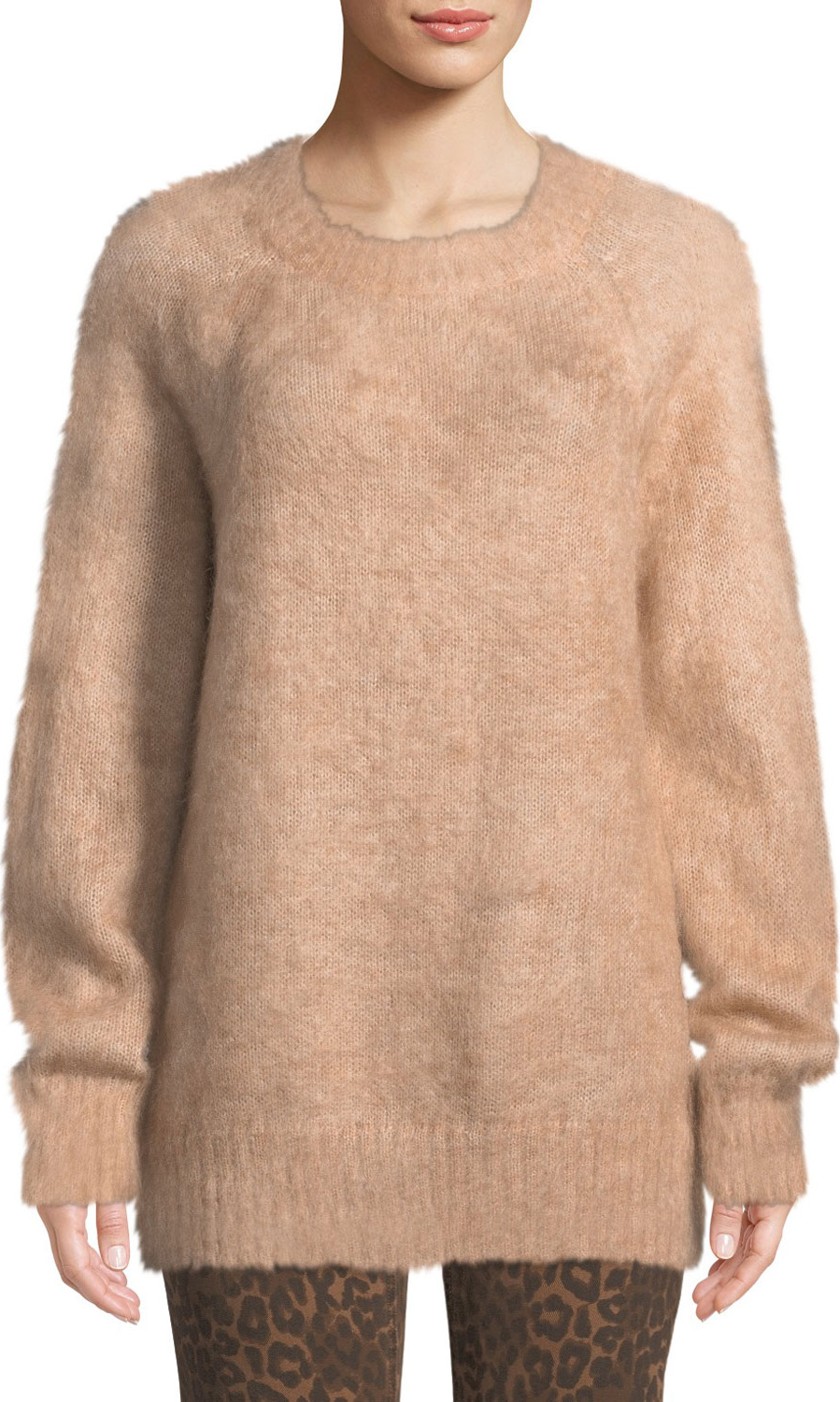 T By Alexander Wang Mohair Crewneck Pullover Sweater