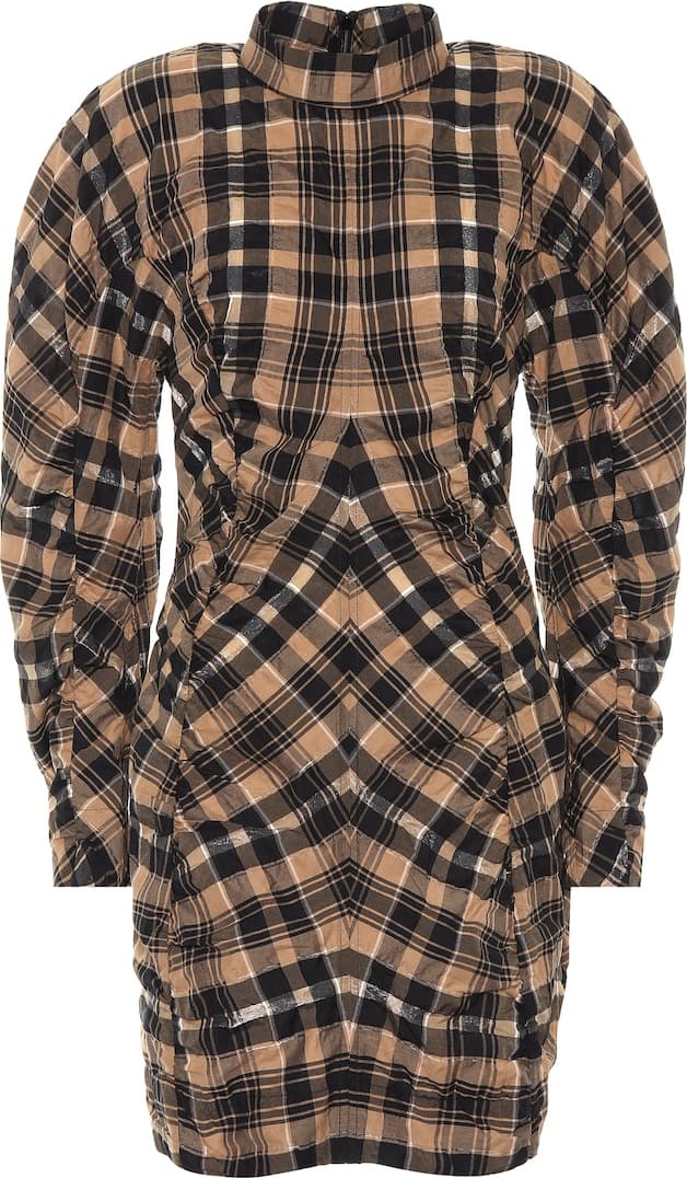 Ganni Check cotton-blend minidress
