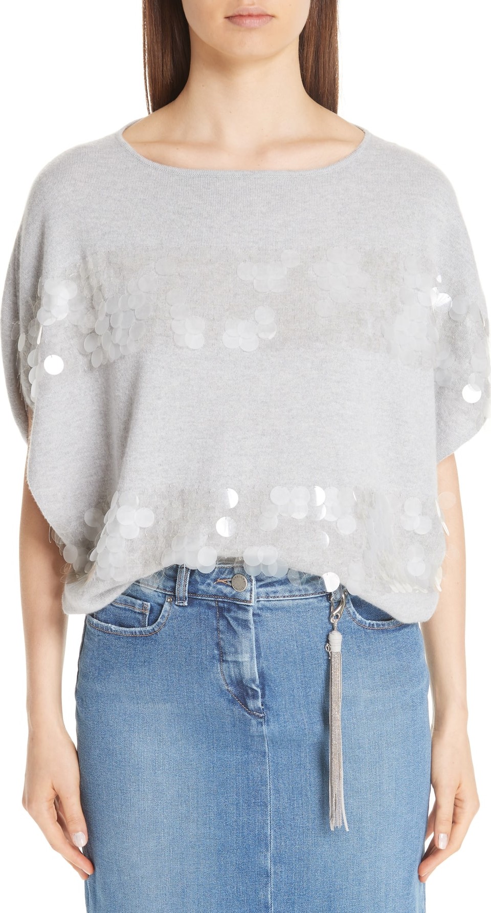 Fabiana Filippi Paillette Stripe Cashmere Sweater