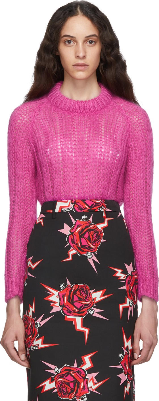 Prada Pink Mohair Oversized Sweater