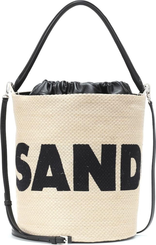 Jil Sander Leather and raffia bucket bag