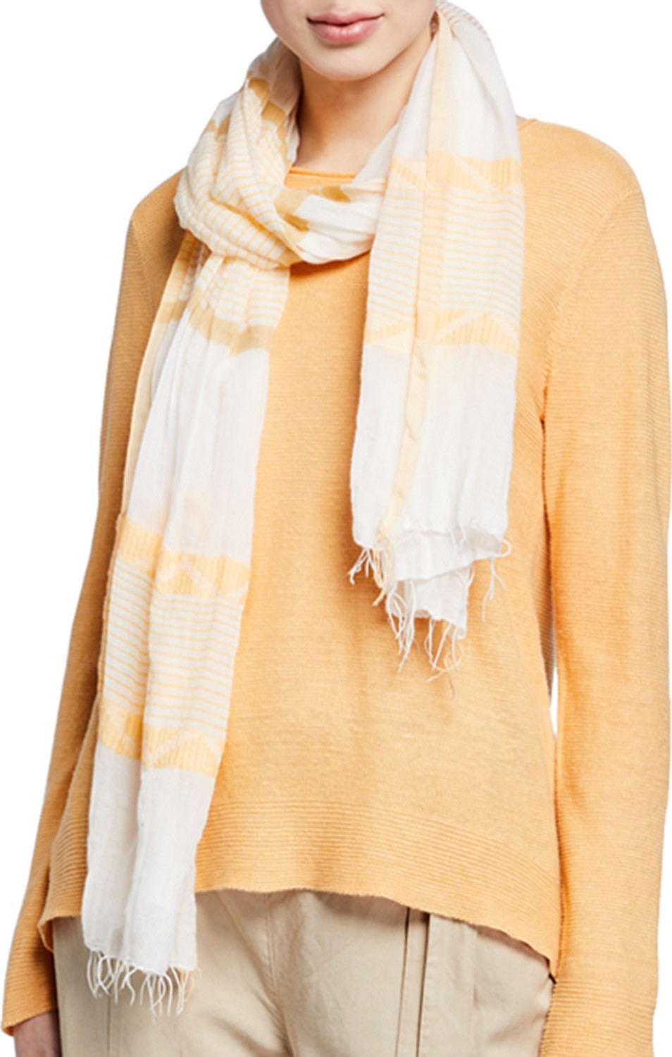 Eileen Fisher Organic Cotton Zigzag Jacquard Scarf