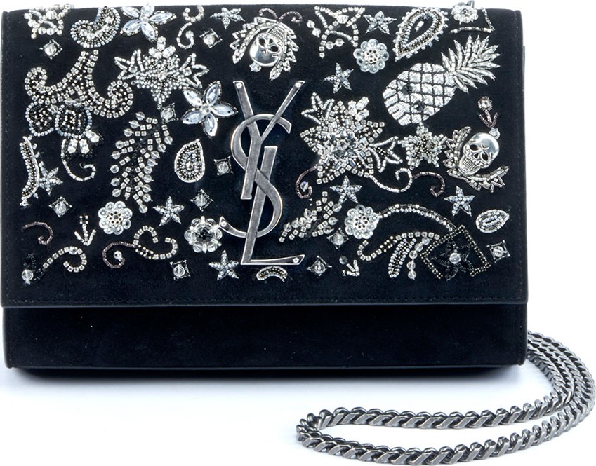 Saint Laurent Kate Small Monogram YSL Chain Crossbody Bag with Skeleton Charms