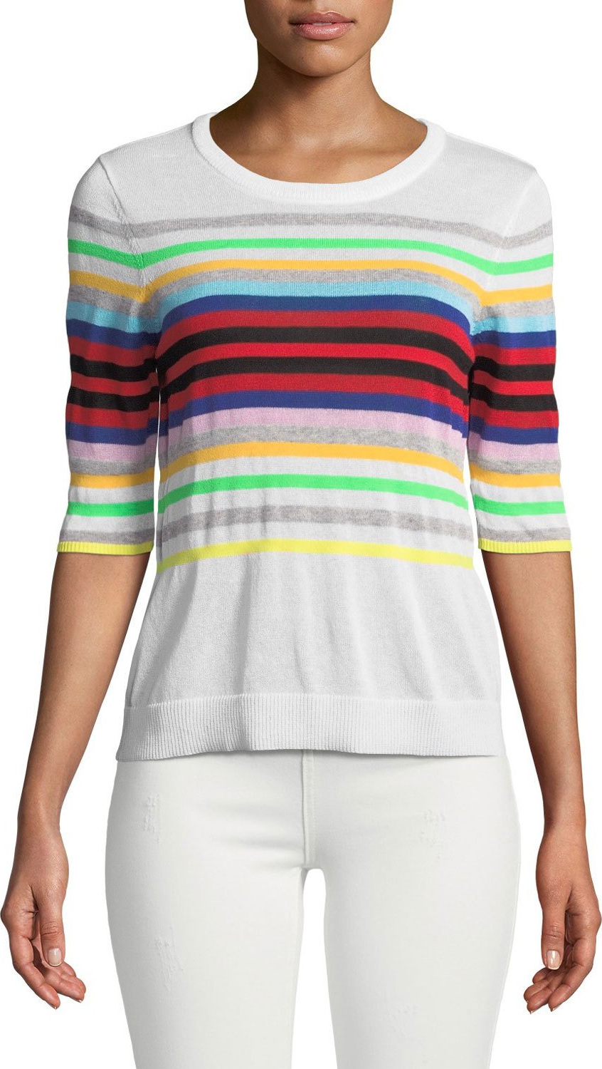 MILLY Rainbow Stripe Pullover Sweater