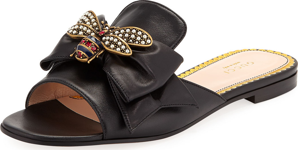 Gucci Embellished Bee Slide Sandals
