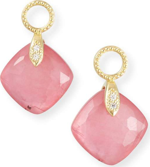 Jude Frances 18k Lisse Small Cushion Earring Charms, Pink Triplet