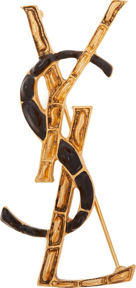 Saint Laurent YSL crocodile-effect brooch