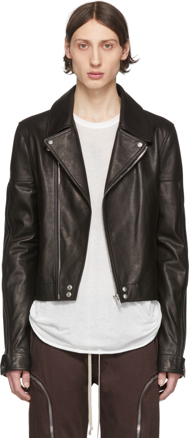 Rick Owens Black Leather Dracubiker Jacket