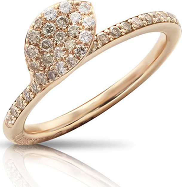 Pasquale Bruni Giardini Segreti 18k Rose Gold Diamond Leaf Ring