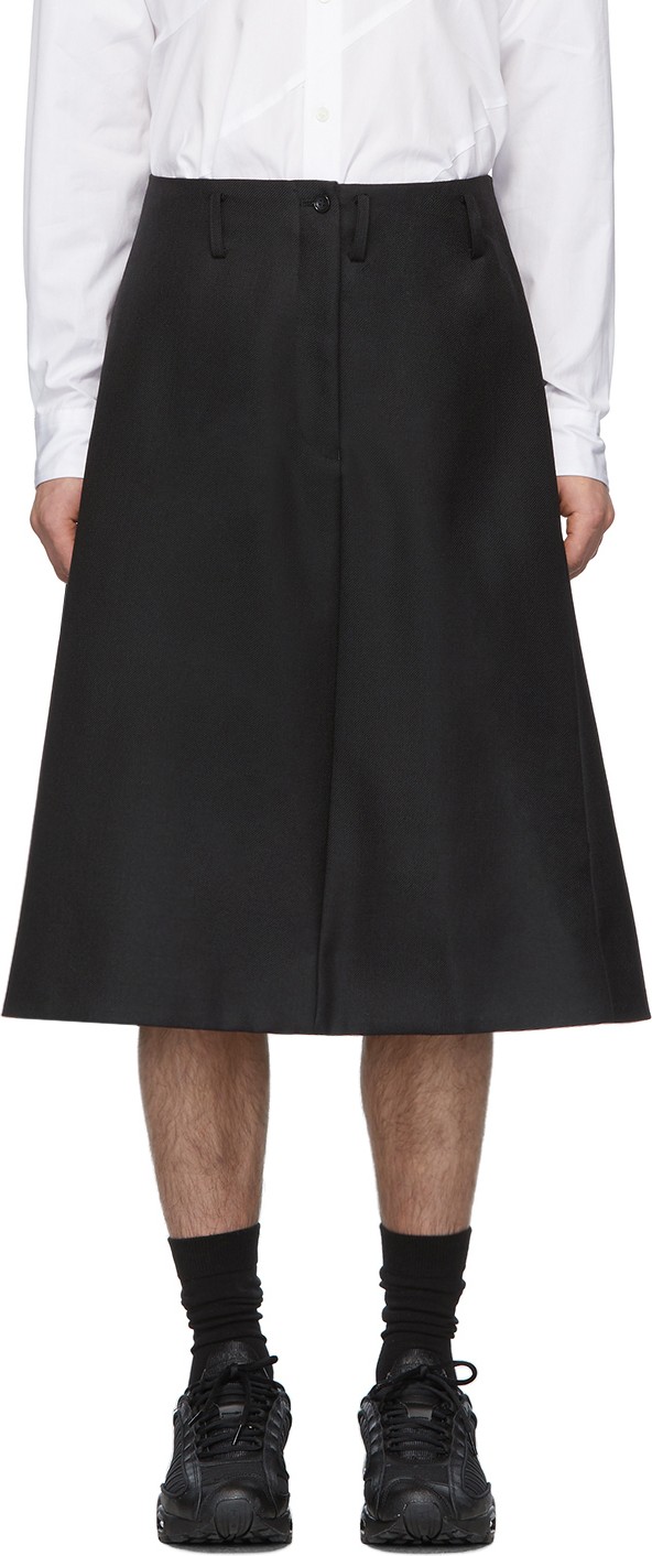 Comme Des Garçons Homme Plus Black Wool Skirt Shorts