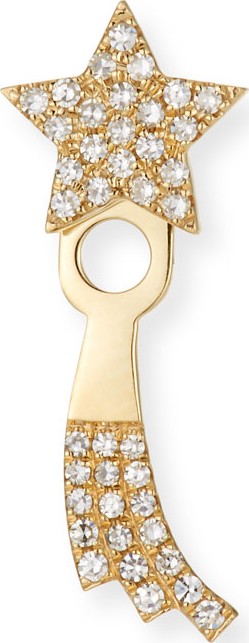 EF Collection 14k Gold Diamond Shooting Star Single Jacket Earring (Right)