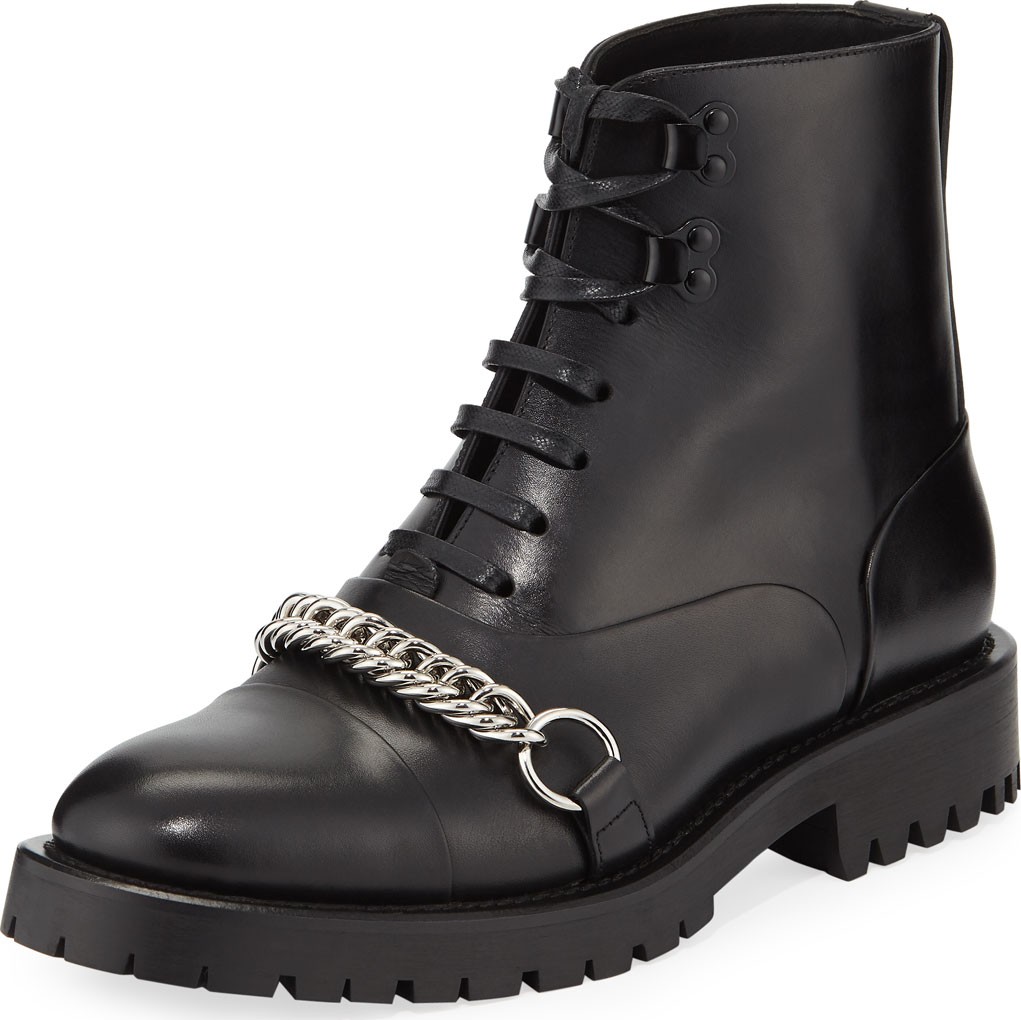 Burberry London England Barke Lace-Up Booties with Chain