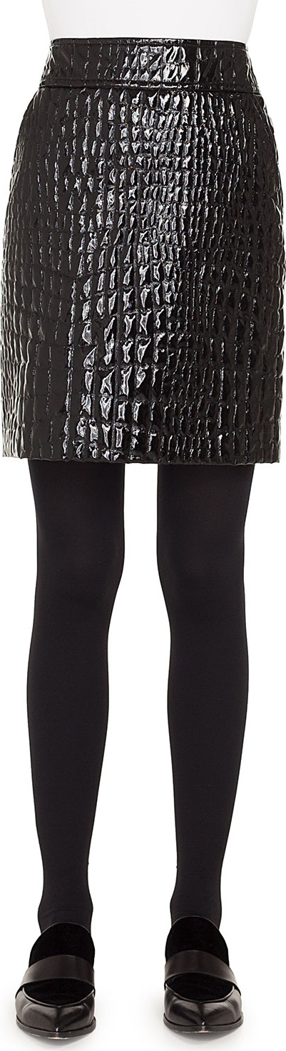 Akris Punto Crocodile-Embossed Patent Leather Pencil Skirt