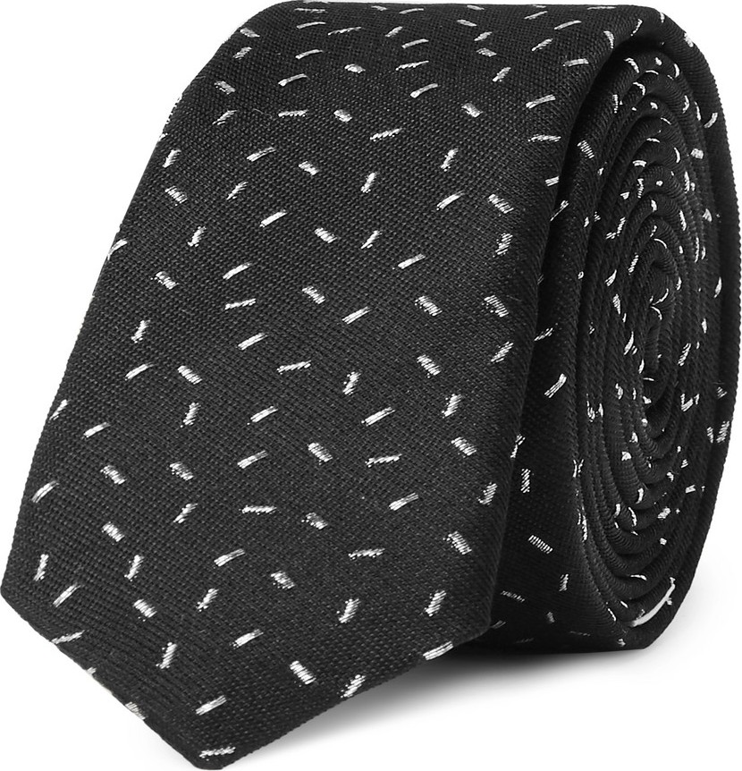 Saint Laurent 4cm Metallic Embroidered Woven Tie