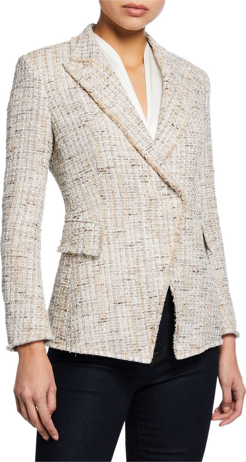 Elie Tahari Jezebel Button-Front Tweed Jacket